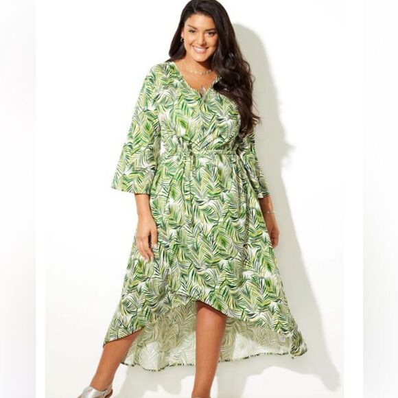 Swimsuits For All Taylor Palm Print Open Front Kimono Coverup - Picture 2 of 8